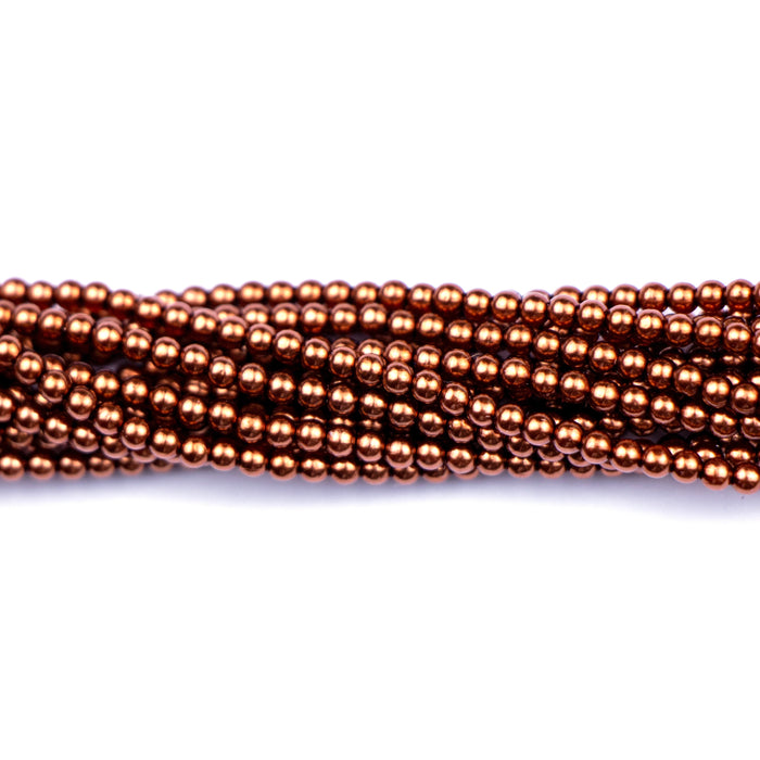 2mm Round  Glass Pearl - Copper***