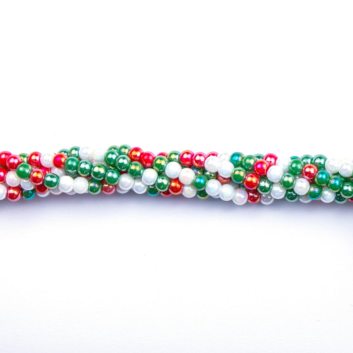 4mm Round Glass Beads - AB Christmas Colours***