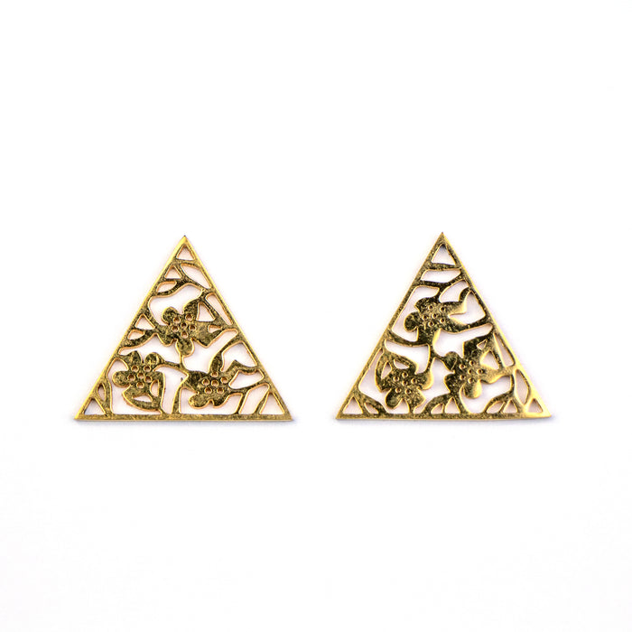 17mm x 20mm Floral Triangle Link - Gold Plated Stainless Steel