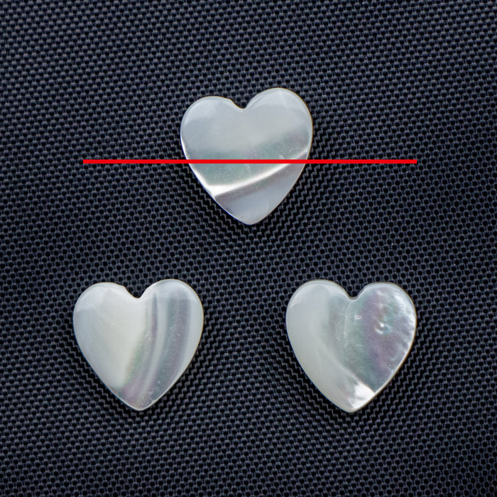 10mm Heart Beads (SIDE DRILLED) - Mother of Pearl***