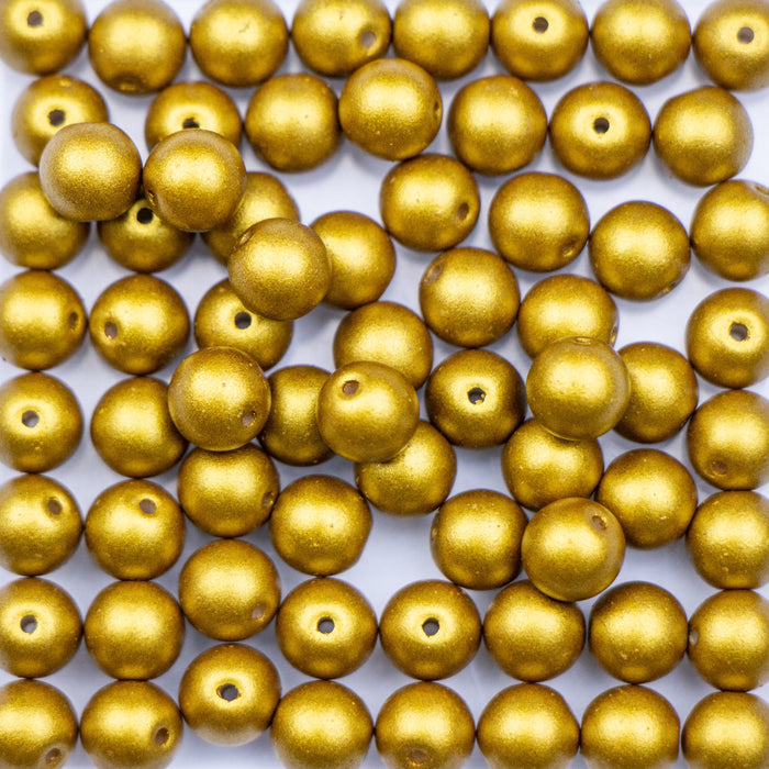 6mm Druk Bead -  Metallic Olive Gold