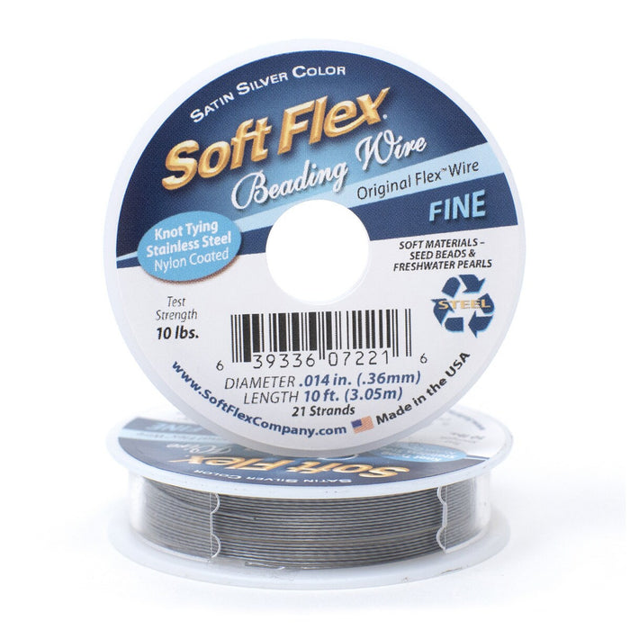 Soft Flex Fine .014 inch (.36mm) Diameter Wire - Satin Silver (3.05m/10 foot Roll)