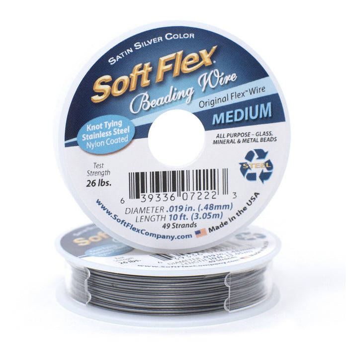 Soft Flex Medium .019 inch (.48mm) Diameter Wire  - Satin Silver (3.05m/10 foot Roll)