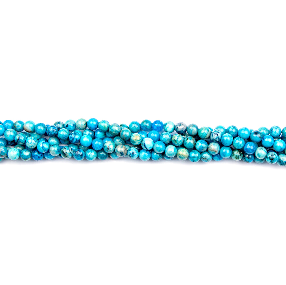 6mm Round BLUE CRAZY LACE AGATE - 8 inch Strand
