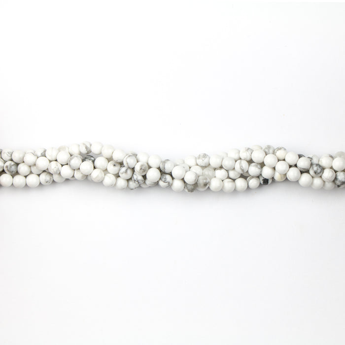 4mm Round WHITE HOWLITE - 16 inch Strand
