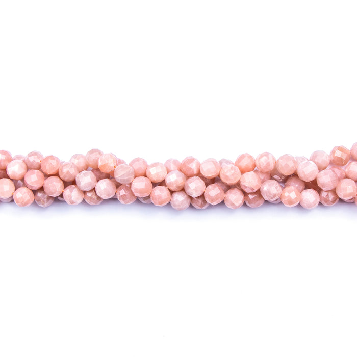 8mm Faceted Round Peach MOONSTONE (A Grade) - 8 inch Strand