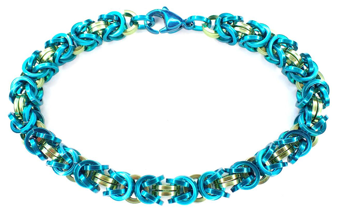 HyperLynks Square Wire Byzantine Bracelet Kit (Teal and Lime)