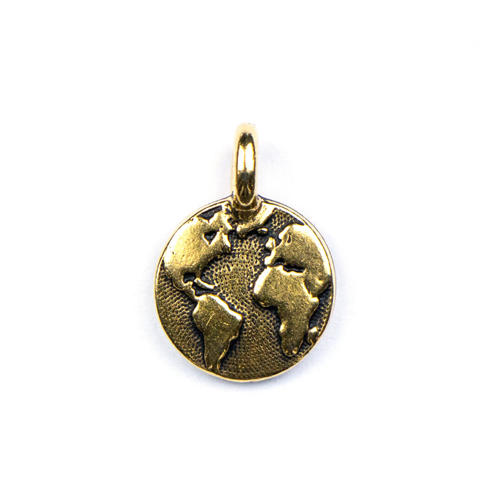 Earth Charm - Antique Gold Plate