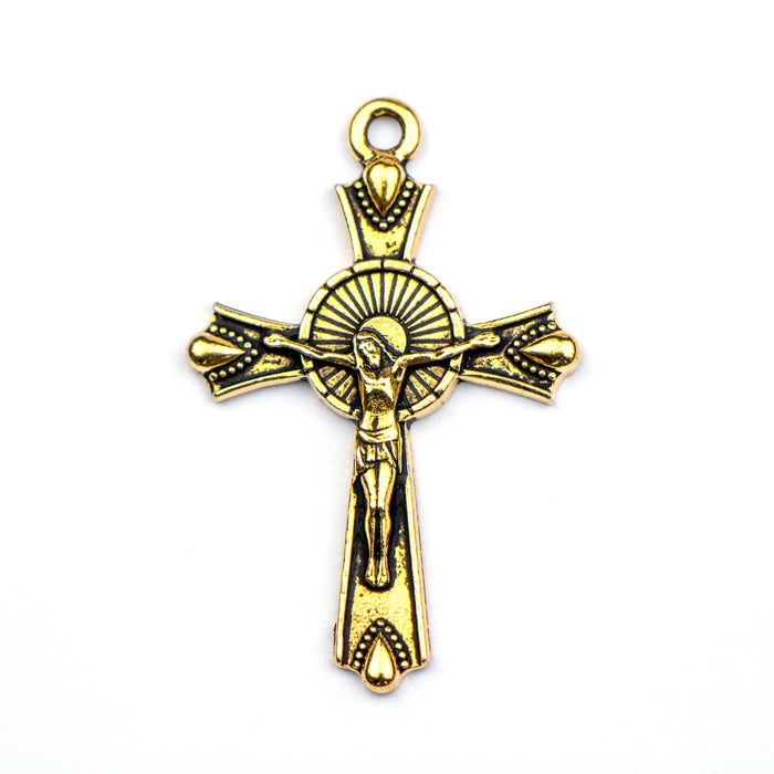 Crucifix Pendant - Antique Gold Plate