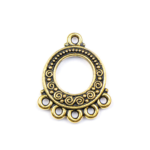 Spiral and Bead Link - Antique Gold Plate