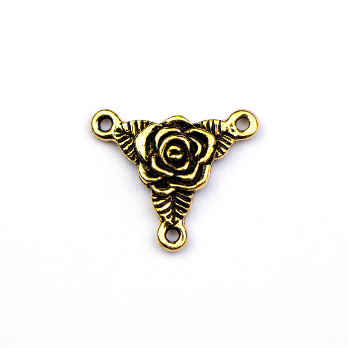 Rose Trinity Link - Antique Gold Plate