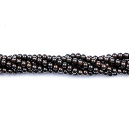 8mm Round BLACK EBONY Wood Beads - 16 inch Strand Strand