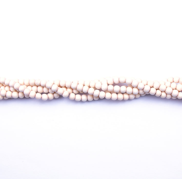 4mm Round White Wood Beads - 16 inch Strand