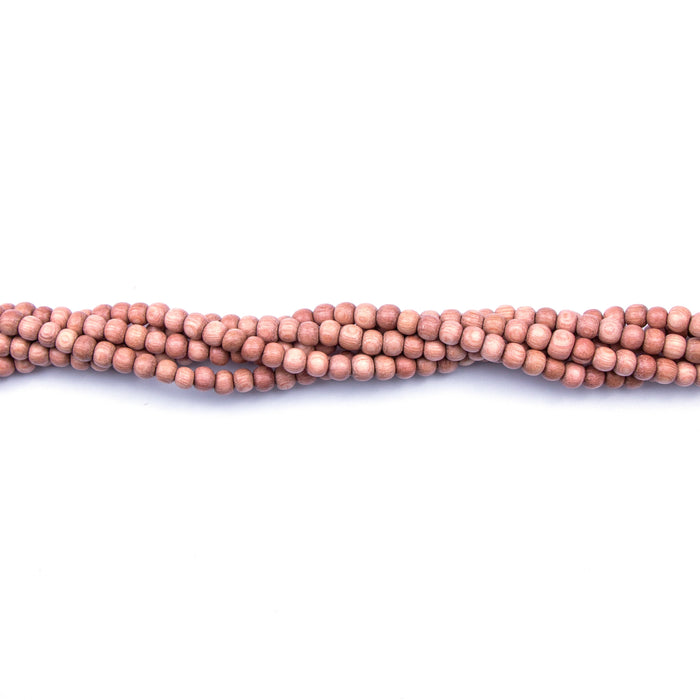 4mm Round Rose Wood Beads - 16 inch Strand