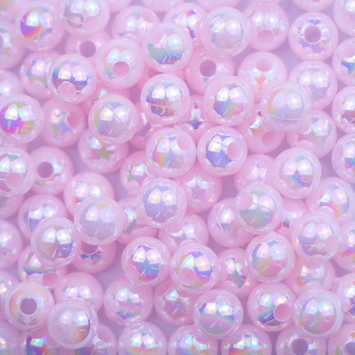 6mm Acrylic Round Beads - Pink AB