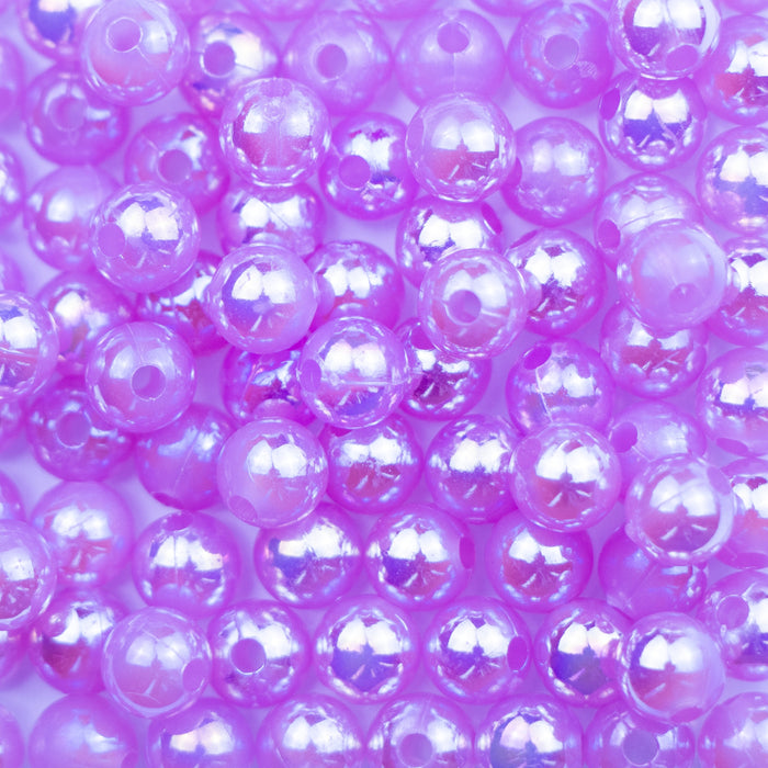 6mm Acrylic Round Beads - Purple AB