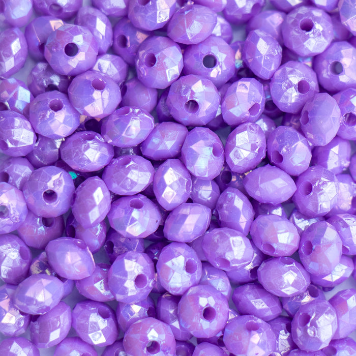 6mm Acrylic Faceted Rondelle Beads - Purple AB