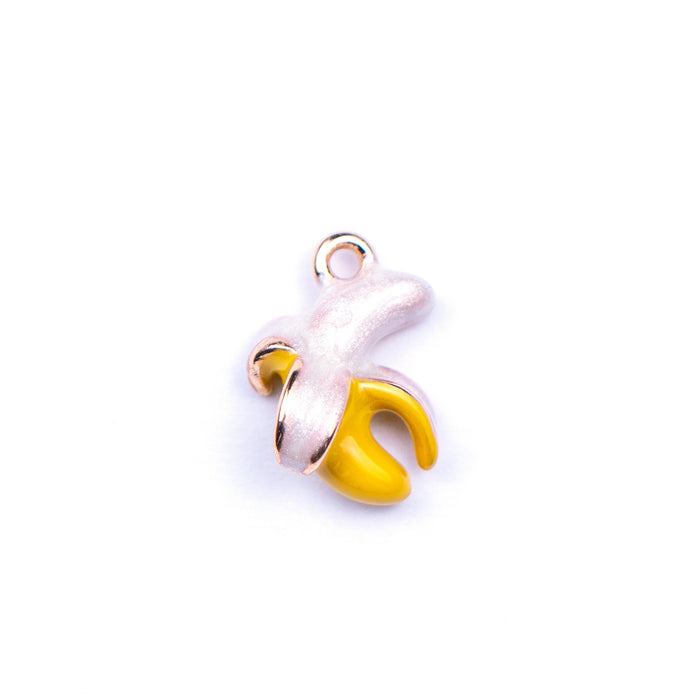 9mm x 12mm Yellow Banana Charm - Enamel and Base Metal