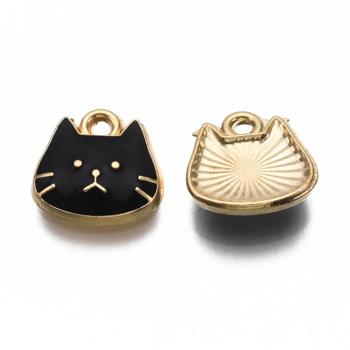 12mm Black Cat Charm - Enamel and Base Metal