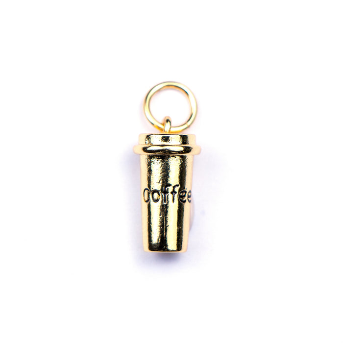 8mm x 15mm Gold Coffee Charm - Gold Plated***