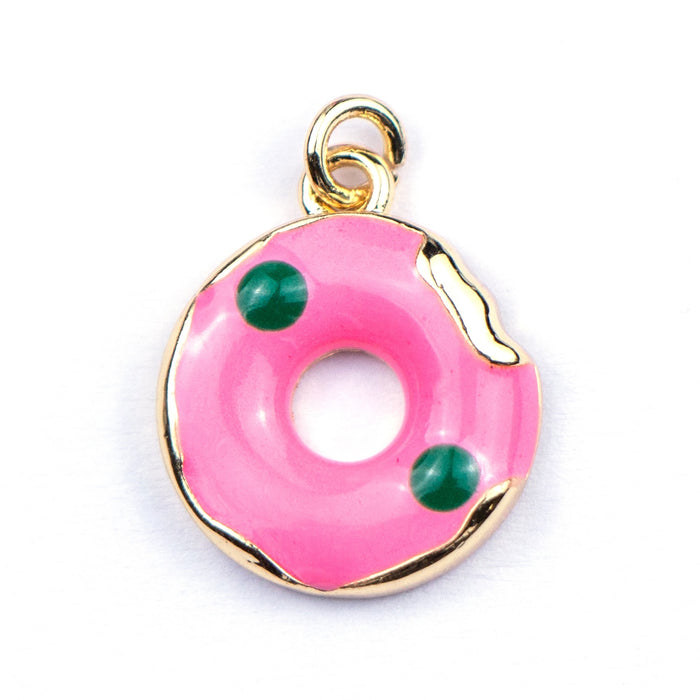 13mm x 15mm Pink Donut Charm - Enamel and Base Metal***