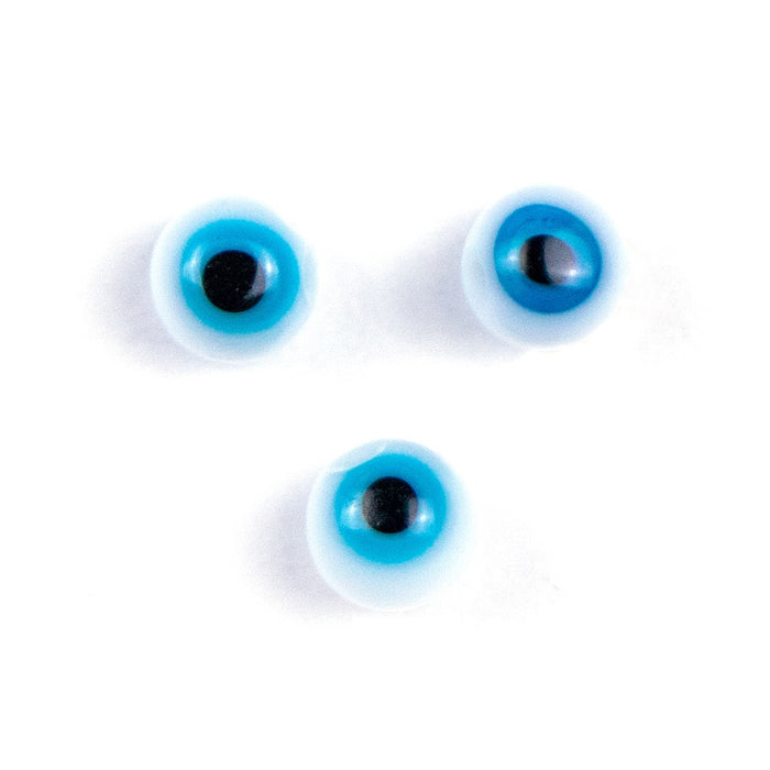 6mm Glass Evil Eye Round Bead - White
