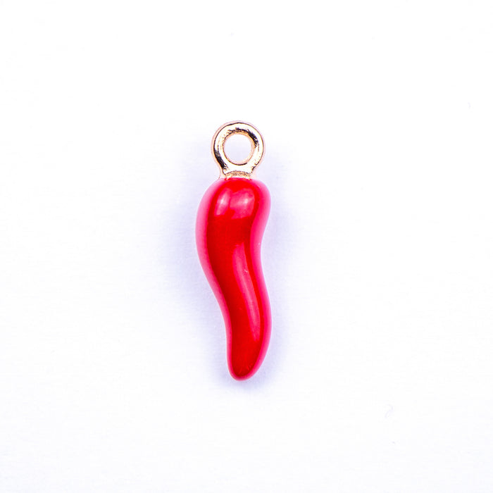 6mm x 21mm Red Italian Horn Charm - Enamel and Base Metal***