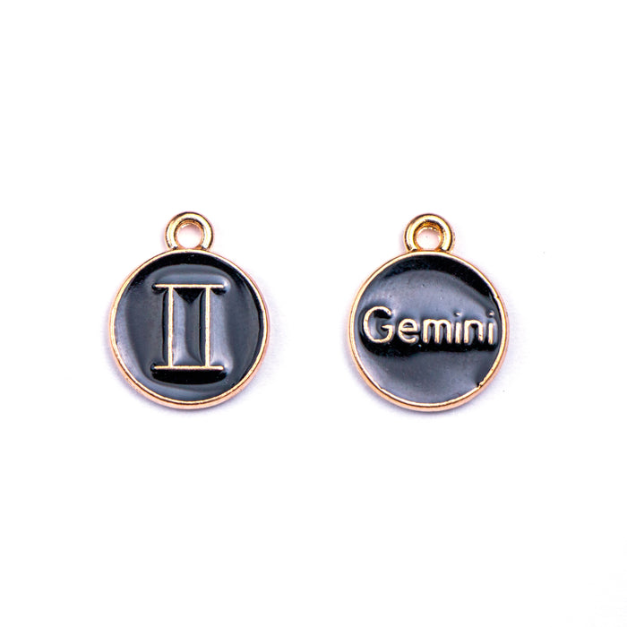 15mm x 12mm Black Gemini Charm - Enamel and Base Metal***