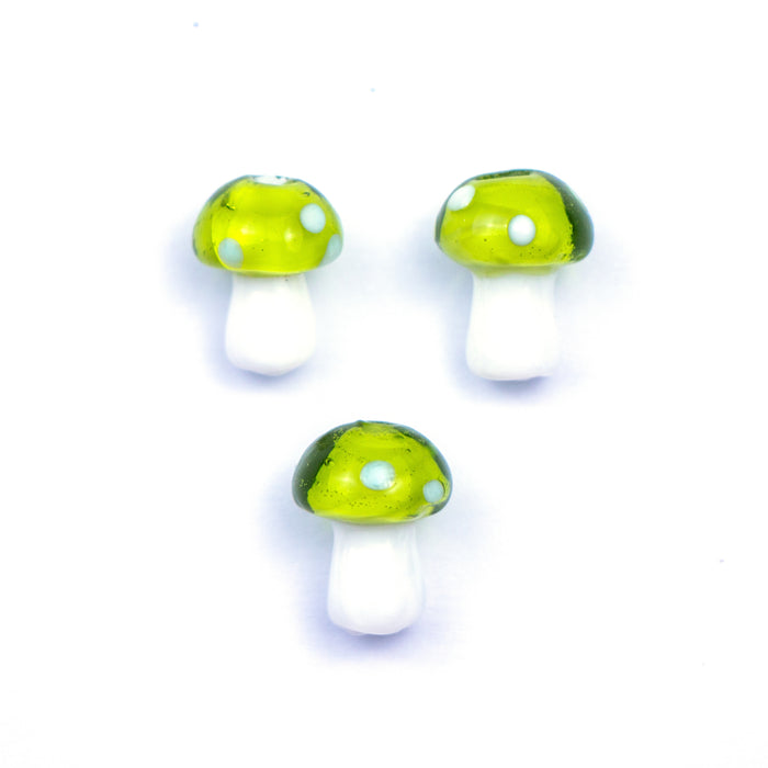 13mm x 10mm Glass Mushroom Bead - Green***