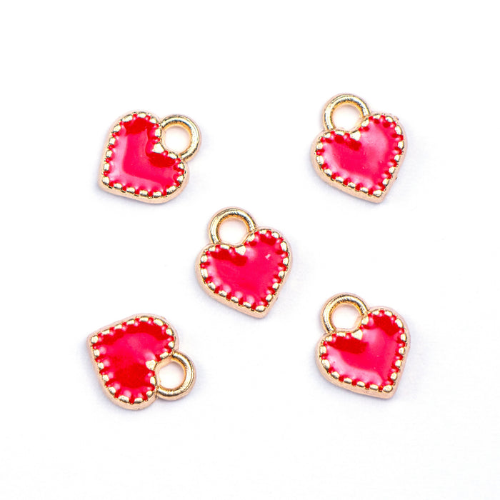 7.5mm x 8.5mm Red Heart Charm - Enamel and Base Metal***