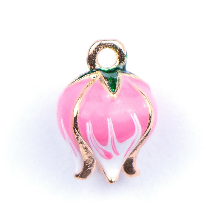 9mm x 13mm Pink Lantern Flower Charm - Enamel and Base Metal***