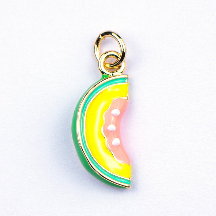 8mm x 19mm Multicolour Melon Charm - Enamel and Base Metal***