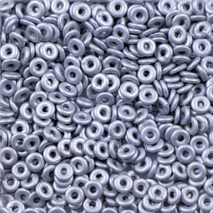 1mm x 3.8mm O Bead - Alabaster Metallic Silver