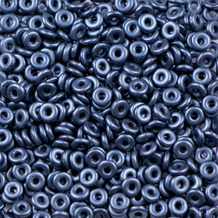 1mm x 3.8mm O Bead - Alabaster Pastel Dark Grey