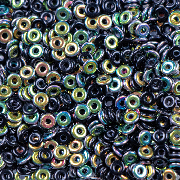 1mm x 3.8mm O Bead - Jet Vitrail