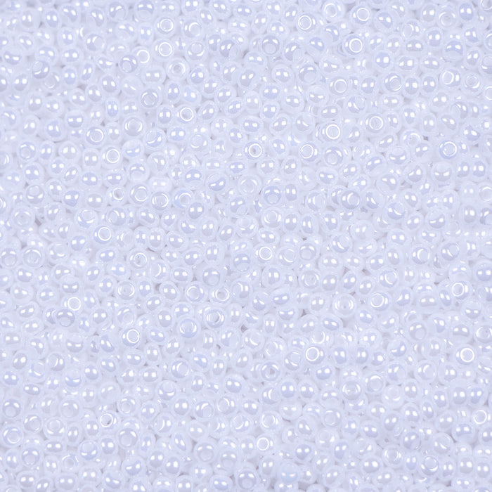 11/0 Preciosa Seed Beads - Opaque Chalk White Luster