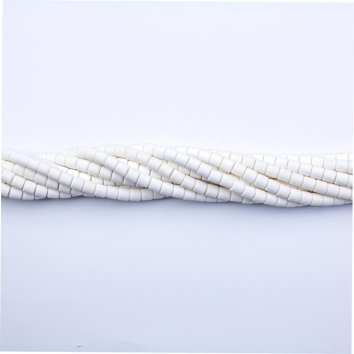 6mm x 6.5mm Polymer Clay Cylinder Beads - White