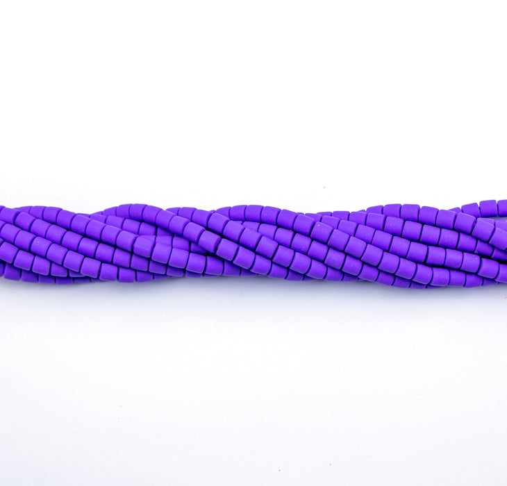 6mm x 6.5mm Polymer Clay Cylinder Beads - Royal Purple