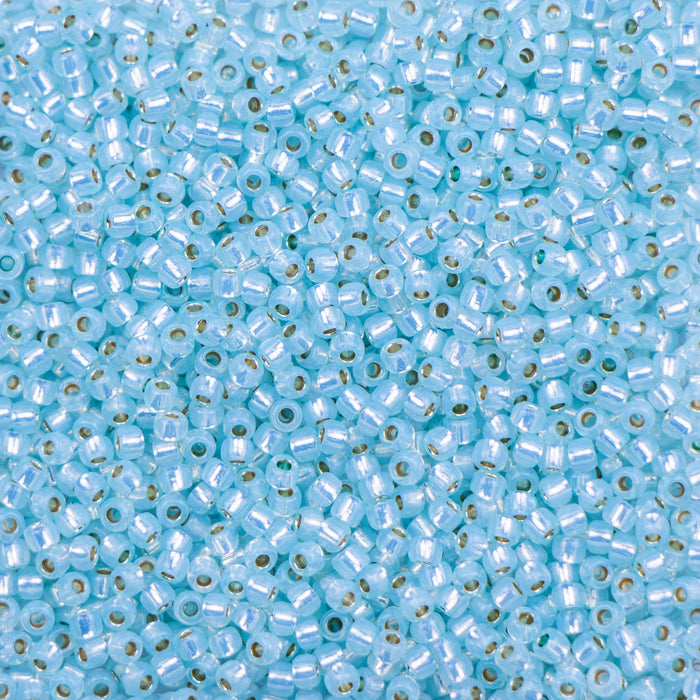 11/0 TOHO Seed Bead - PermaFinish - Silver-Lined Milky Light Aqua