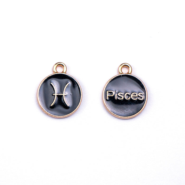15mm x 12mm Black Pisces Charm - Enamel and Base Metal***