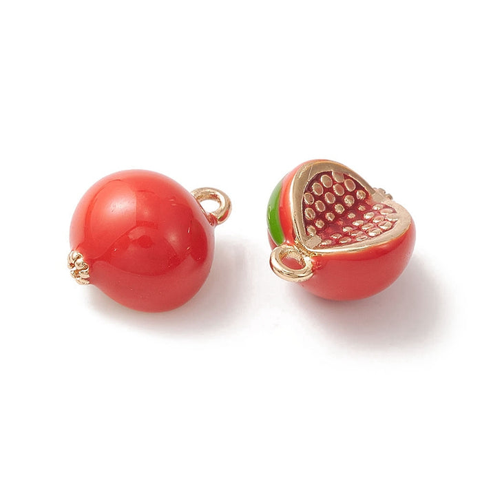 10mm x 11mm Red Pomegranate Charm - Enamel and Base Metal***