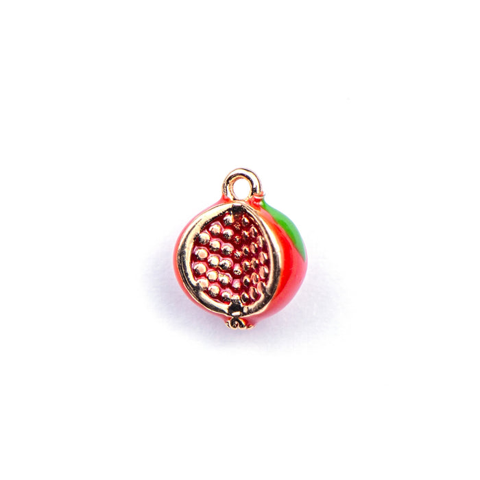 10mm x 11mm Red Pomegranate Charm - Enamel and Base Metal***