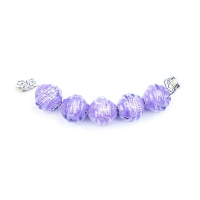 10mm Twisted Round Lampwork Beads - Lavender