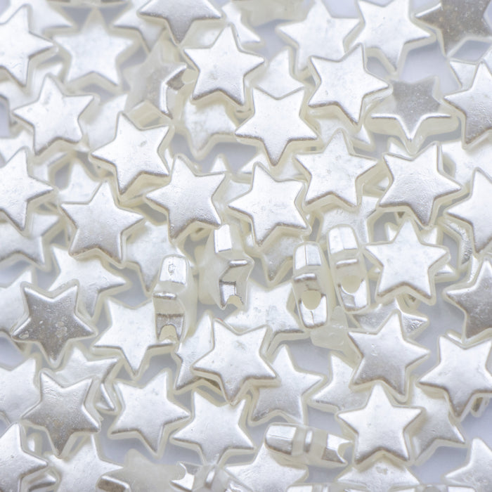 7mm x 8mm Acrylic Star Beads - White Pearl