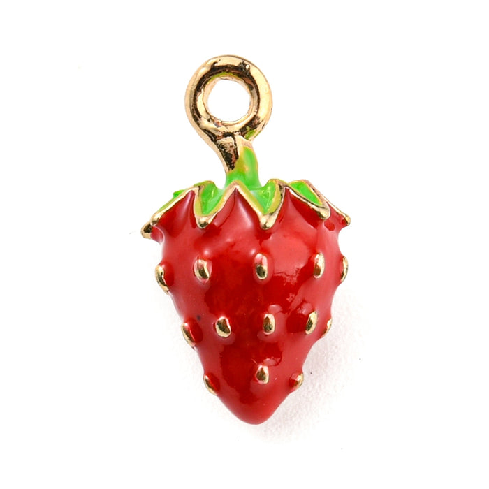 9mm x 15mm Red Strawberry Charm - Enamel and Base Metal***