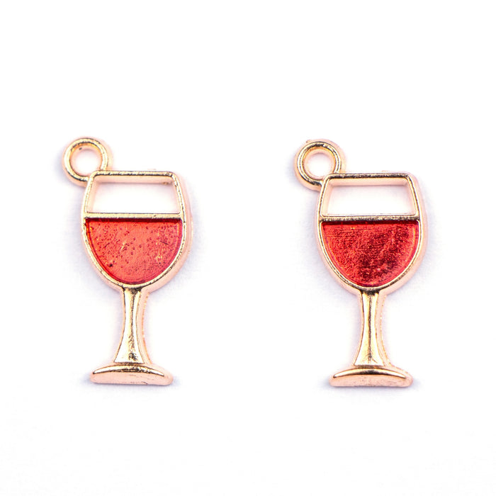 10mm x 19mm Red Wine Charm - Enamel and Base Metal