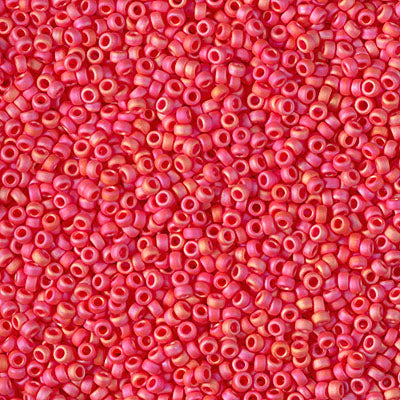 15/0 Miyuki SEED Bead - Matte Opaque Vermillion Red AB