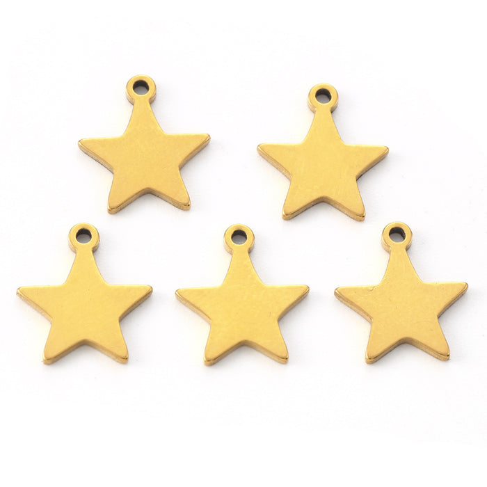 11mm x 12mm Star Charm - Gold Plated Stainless Steel