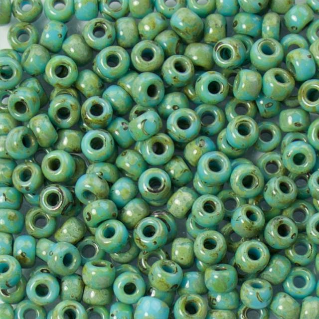 6/0 Miyuki SEED Bead - Opaque Turquoise Blue Picasso