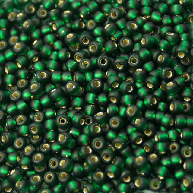 8/0 Miyuki SEED Bead - Matte Silverlined Dark Emerald